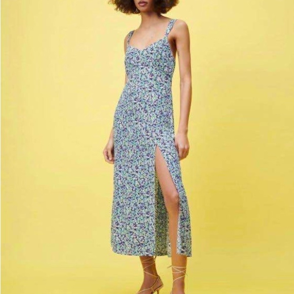 ZARA Floral Print Maxi Dress with Slit